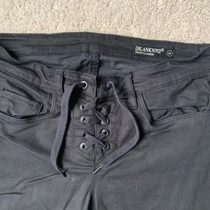 blank NYC • black front tie skinny jeans